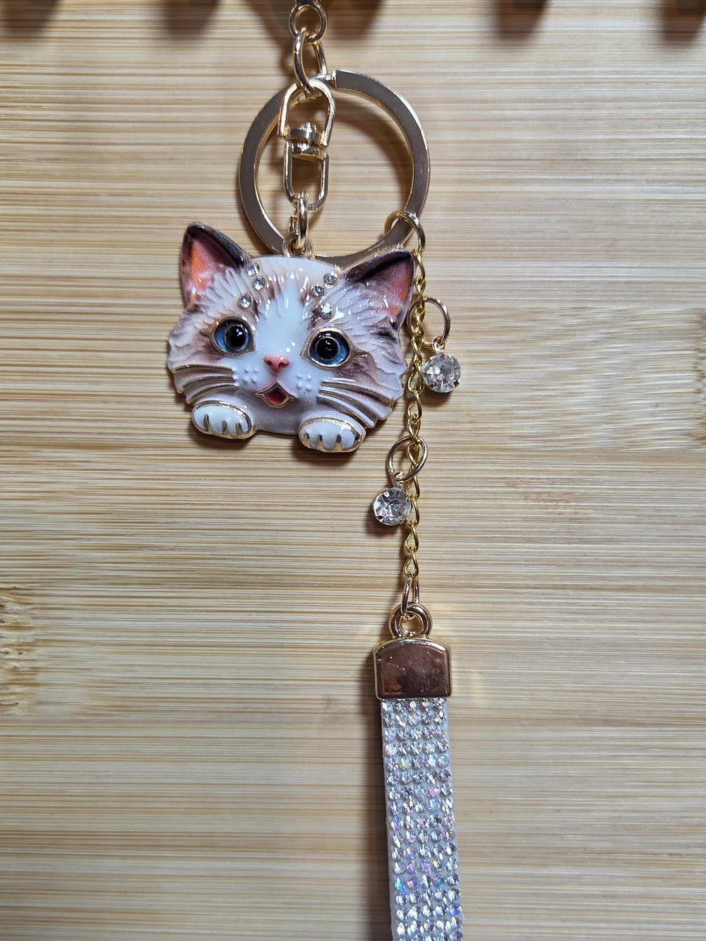 ✨ Luxury Siamese/Ragdoll Cat Head Bling Keychain & Bag Charm ✨